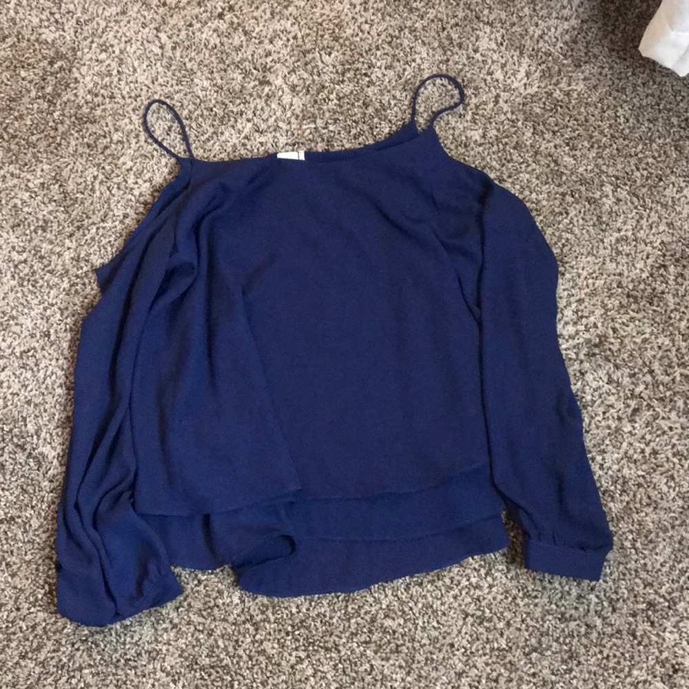 Paper Crane Royal Blue Off the Shoulder Silky Top